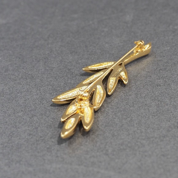Vintage Napier Brooch Pin Signed Gold Tone Leaf Branch Holiday Winter Box MCM - Picture 9 of 15